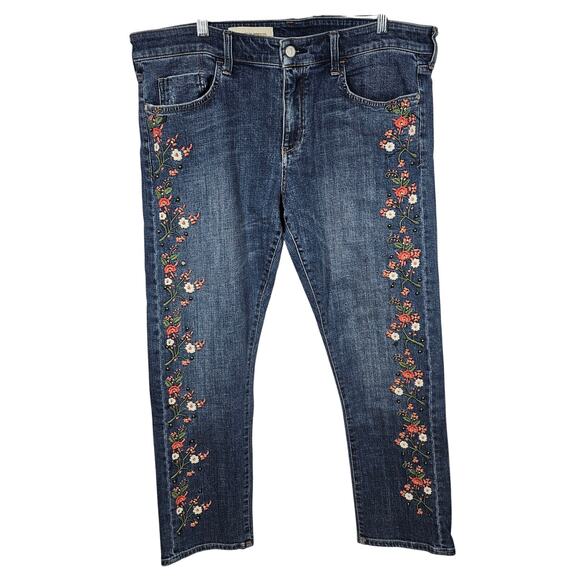 Pilcro and the Letterpress Hypen Floral Embroidered Stretch Jeans Size 38" - Picture 1 of 12